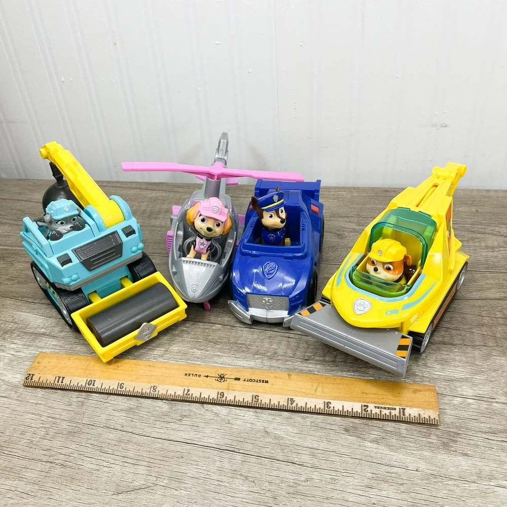 Paw Patrol Toy Vehicle Lot Chase Skye Rubble Motor Police Helicopter Bulldozer